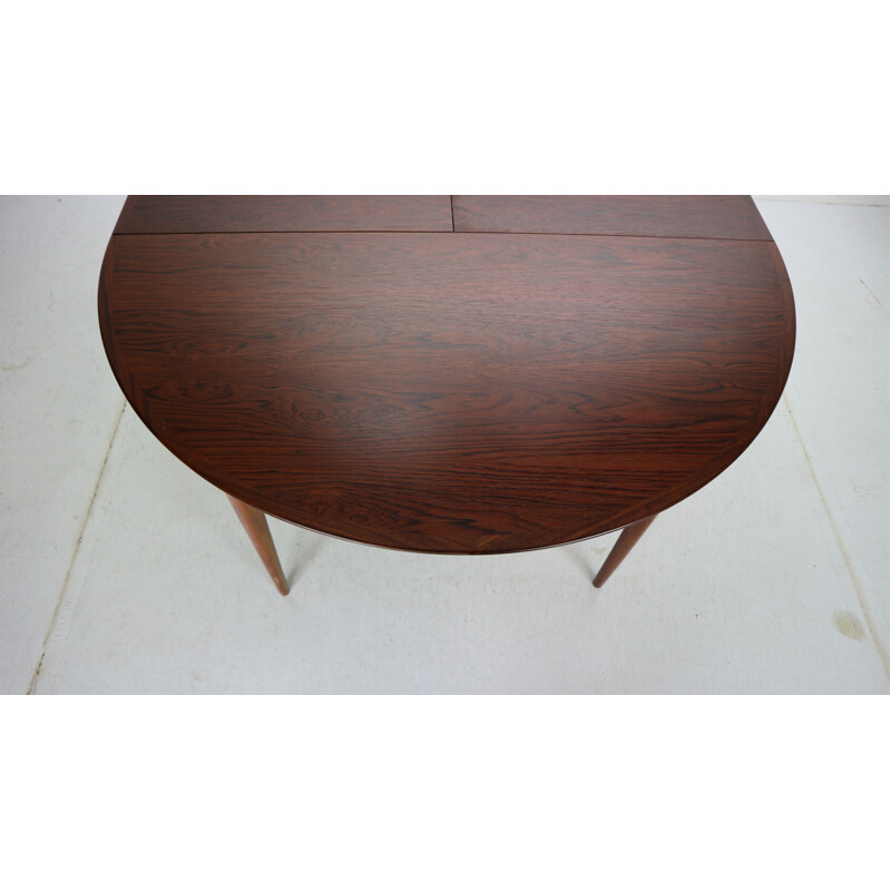 Vintage Scandinavian Extendable Oval Round Dinning Table, 1960 Denmark