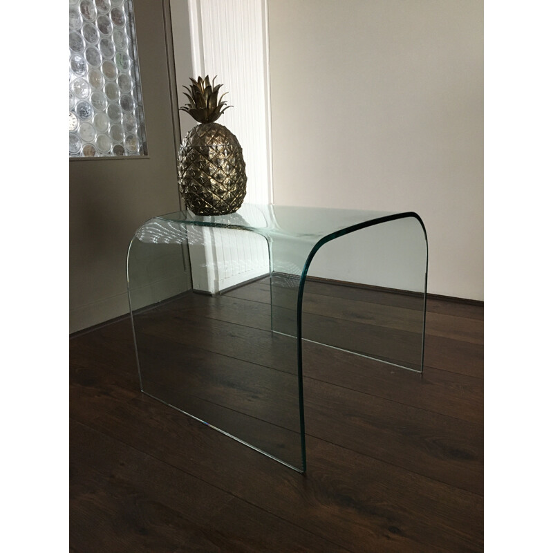 Table d'appoint vintage Model Cascade en verre par Angelo Cortesi pour Fiam, 1980