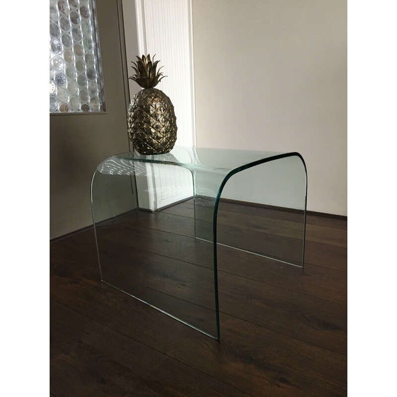 Vintage Glass Model Waterfall Side Table by Angelo Cortesi for Fiam, 1980s