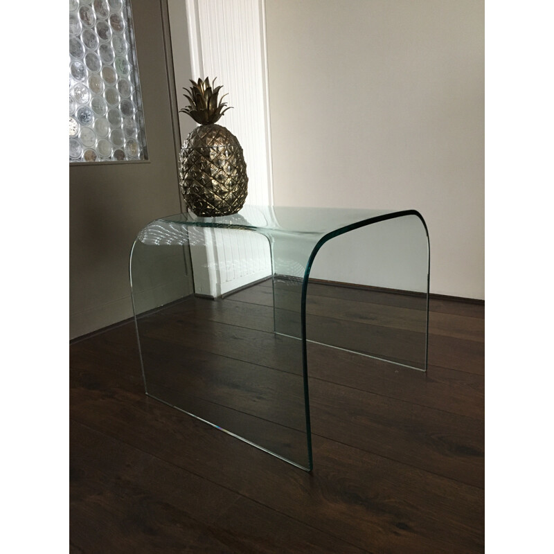 Vintage Glass Model Waterfall Side Table by Angelo Cortesi for Fiam, 1980s