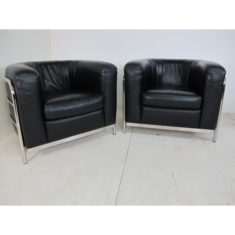 Set of 2 Vintage Leather Model Onda Lounge Chairs by De Pas, D'Urbino and Lomazzi for Zanotta, 