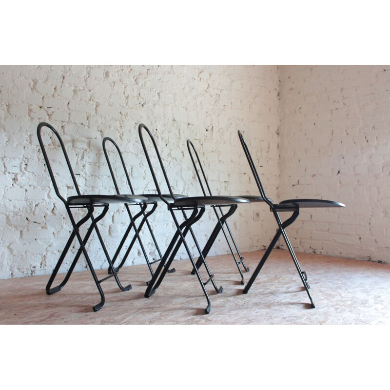 Set of 5 Vintage Folding Chairs by Gastone Rinalde for Thema Italy
