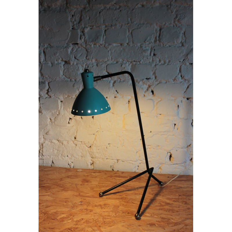 Lampe vintage tripode bleue