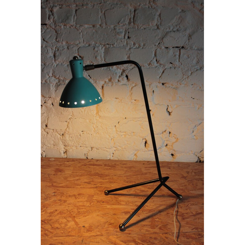 Vintage blue tripod lamp