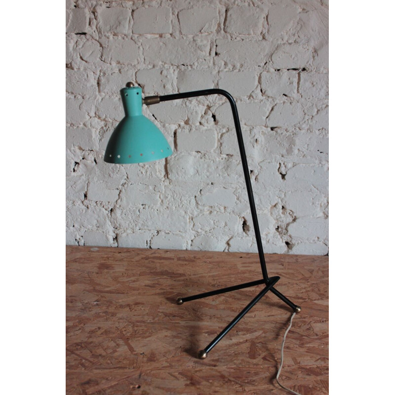 Vintage blue tripod lamp