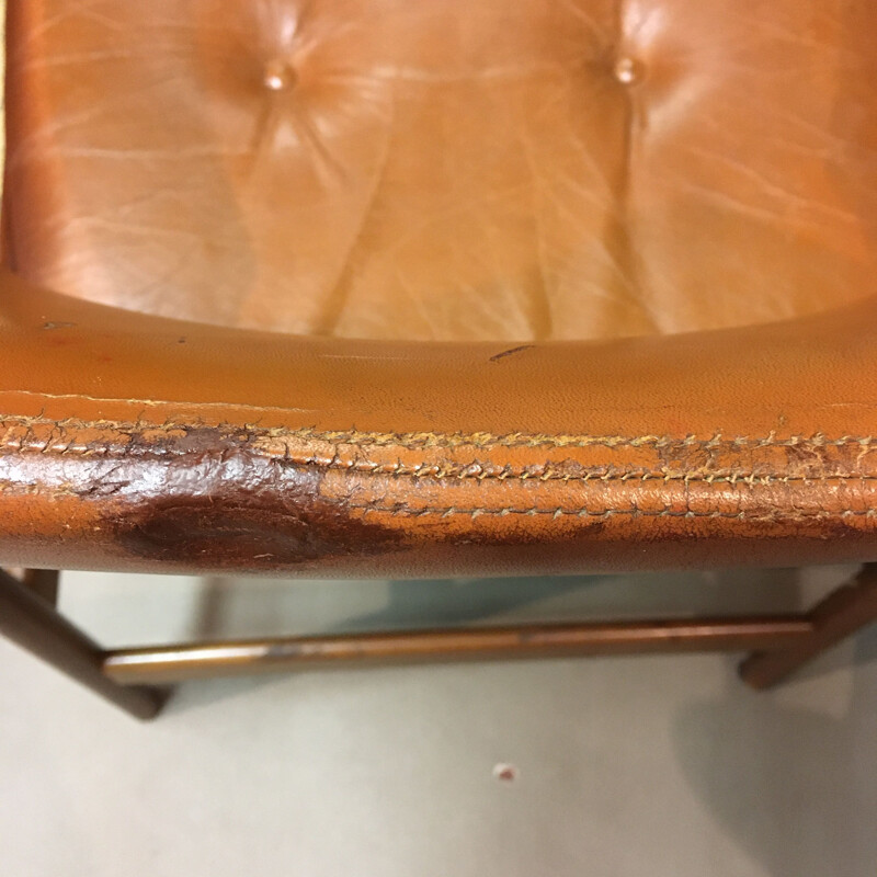 Ensemble de 6 fauteuils scandinave vintage en cuir par Kofod Larsen 1950