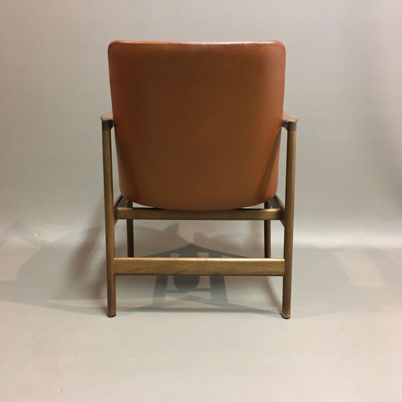 Set of 6 vintage Scandinavian leather armchairs by Kofod Larsen 1950