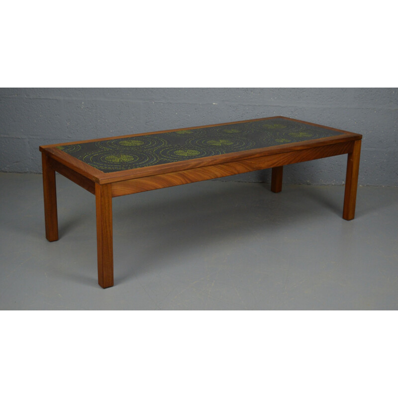 Vintage danish coffee table in teak and resin top, 1960