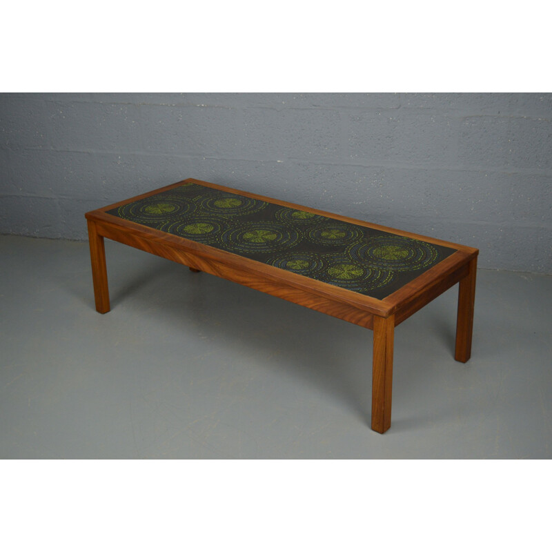 Vintage danish coffee table in teak and resin top, 1960