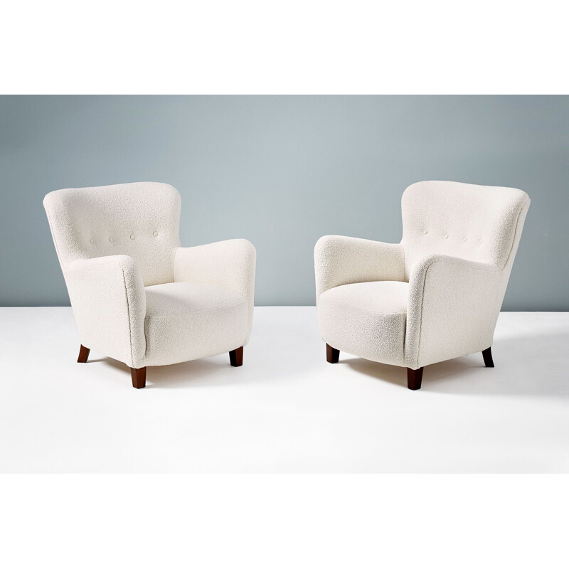 Pair of danish vintage armchairs by Fritz Hansen 1950