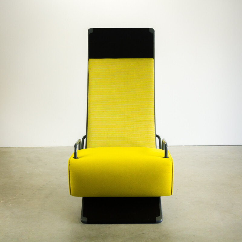 Chaise longue Artifort en métal et tissu jaune, Marcel WANDERS - 1980