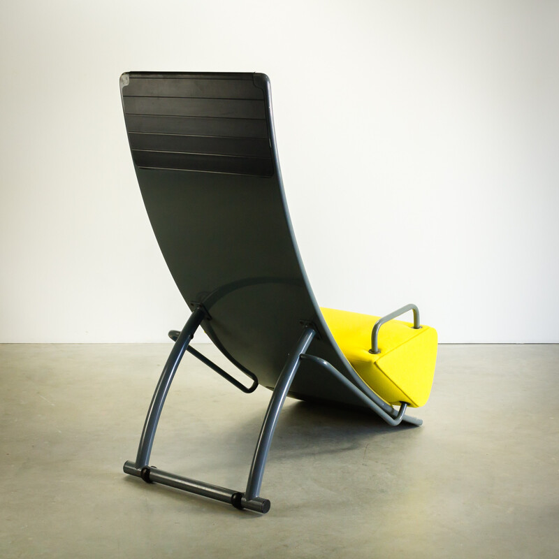 Chaise longue Artifort en métal et tissu jaune, Marcel WANDERS - 1980