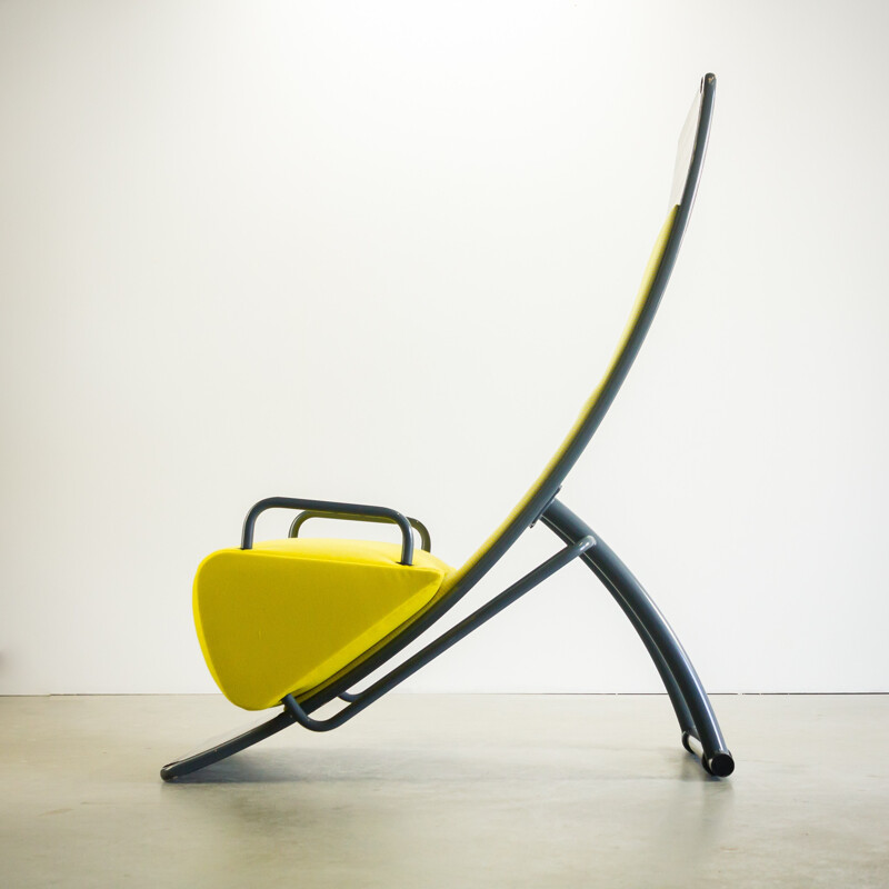 Chaise longue Artifort en métal et tissu jaune, Marcel WANDERS - 1980