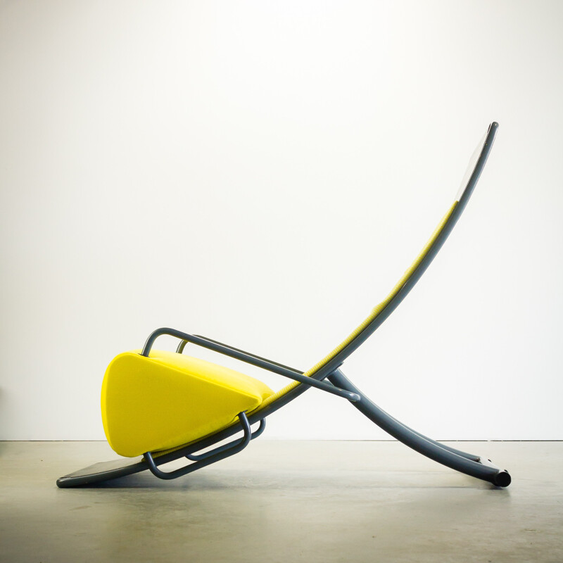 Artifort metal and yellow fabric lounge chair, Marcel WANDERS - 1980s