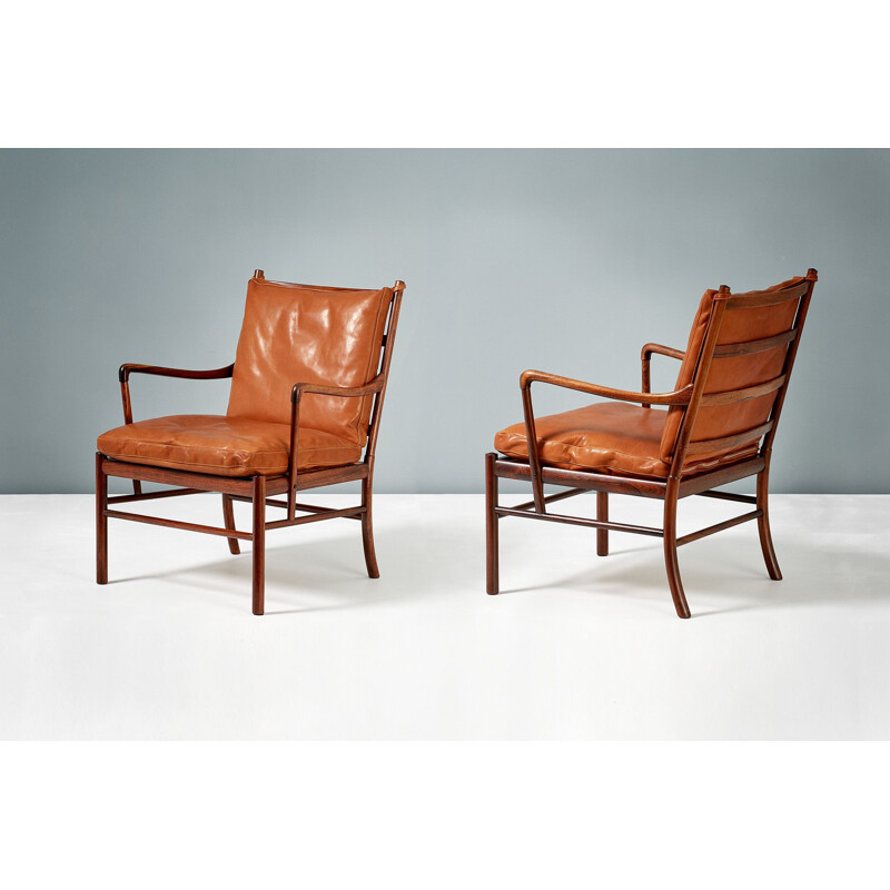 Paire de fauteuils vintage coloniales Ole Wanscher en palissandre, 1949