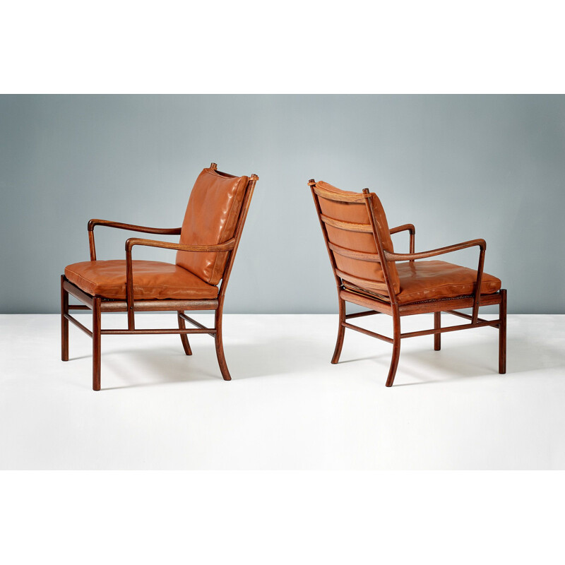 Vintage pair of Ole Wanscher rosewod colonial chairs, 1949