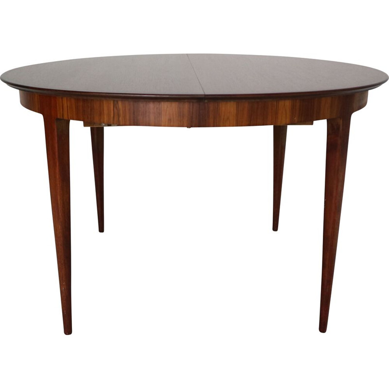 Vintage Scandinavian Extendable Oval Round Dinning Table, 1960 Denmark