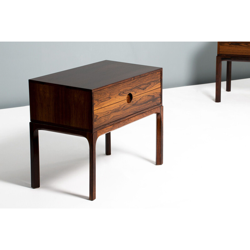 Pair of vintage bedside tables in rosewood by Kai Kristiansen, 1960