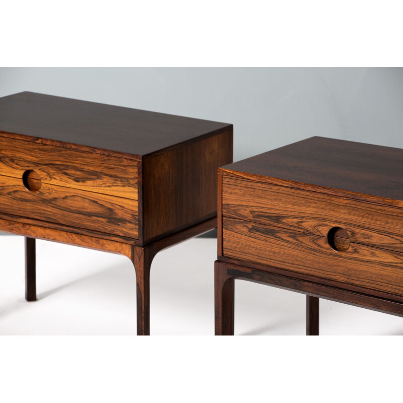 Pair of vintage bedside tables in rosewood by Kai Kristiansen, 1960