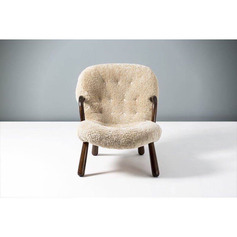 Vintage Philip Arctander sheepskin clam chair, 1944 
