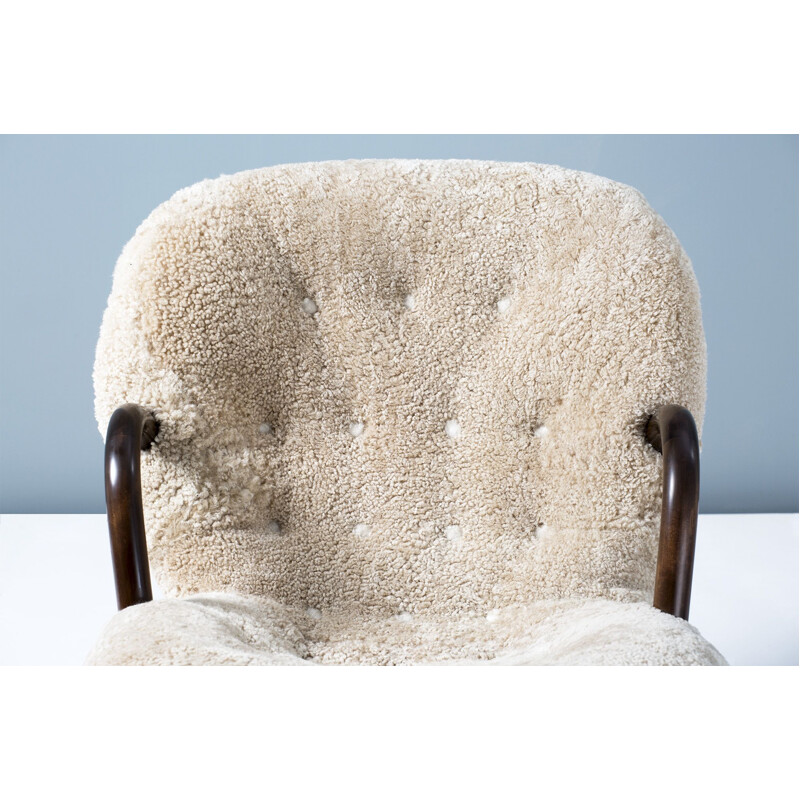 Vintage Philip Arctander sheepskin clam chair, 1944 