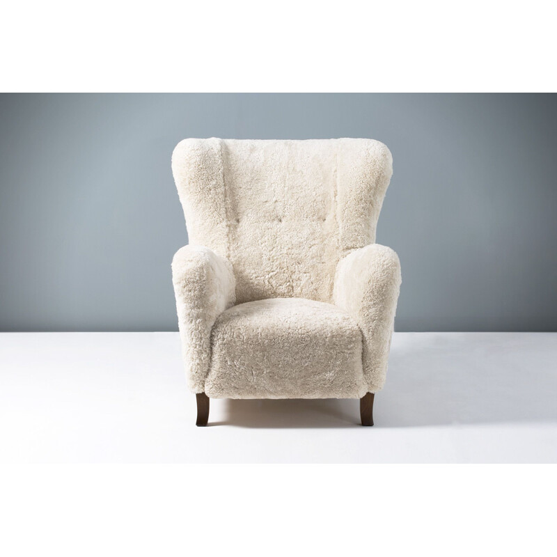 Fauteuil vintage danois en peau de mouton de Christian Sorensen, 1950 