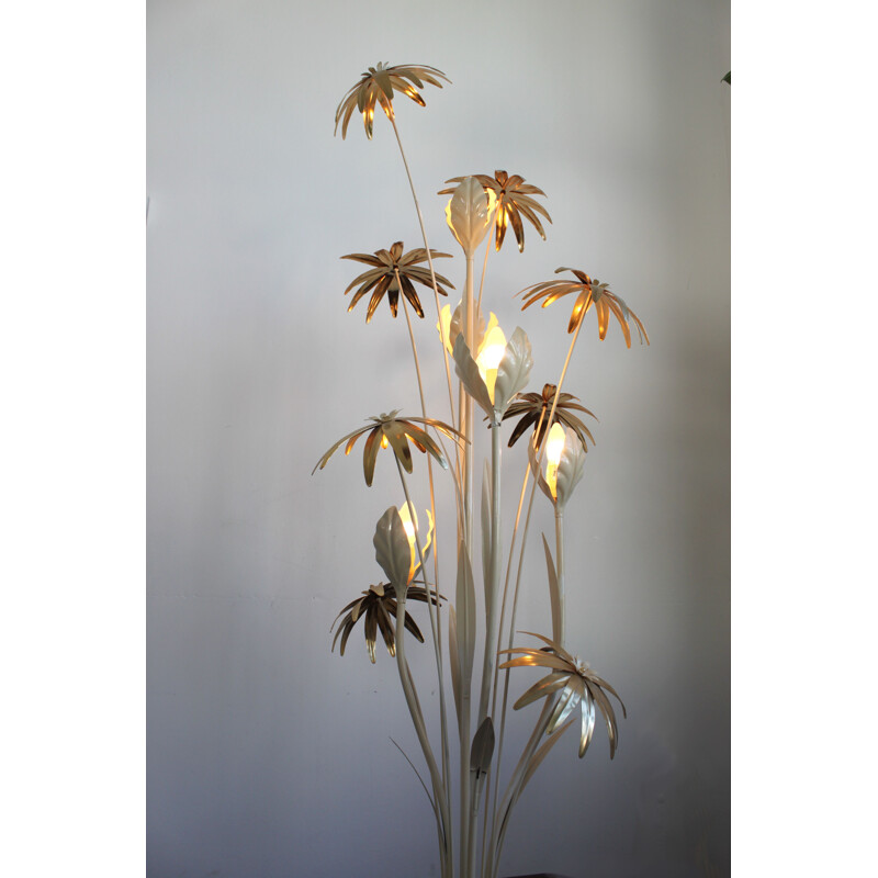 Lampadaire vintage à fleurs par Hans Kögl design Hollywood Regency 1970s 