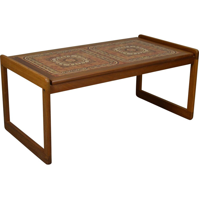 Vintage danish coffee table in teak with ceramic top
