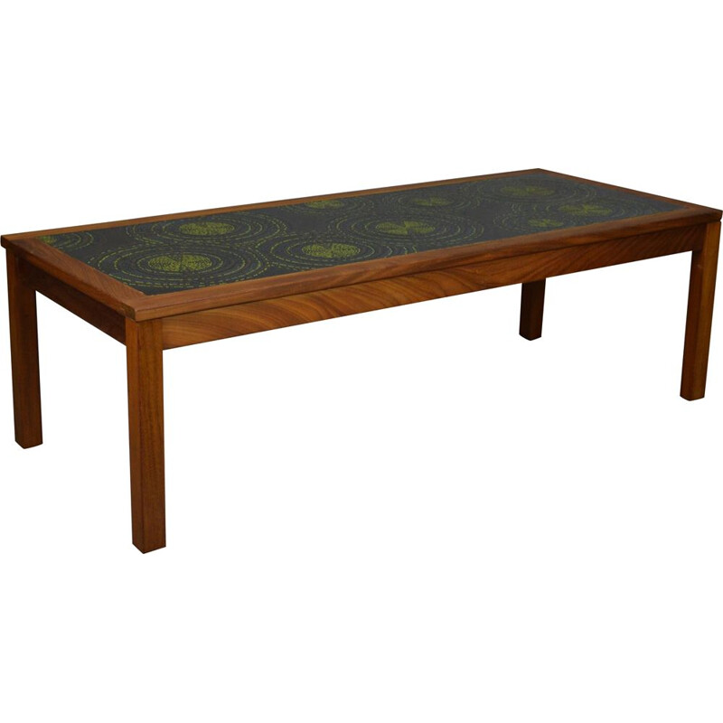 Vintage danish coffee table in teak and resin top, 1960