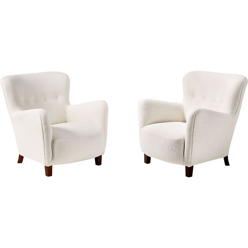 Pair of danish vintage armchairs by Fritz Hansen 1950