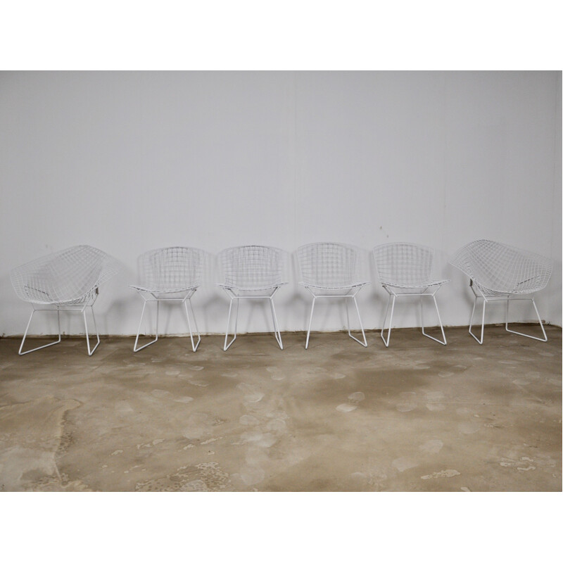 Set of 6 vintage metal side chairs by Harry Bertoia  for Knoll, 1970s