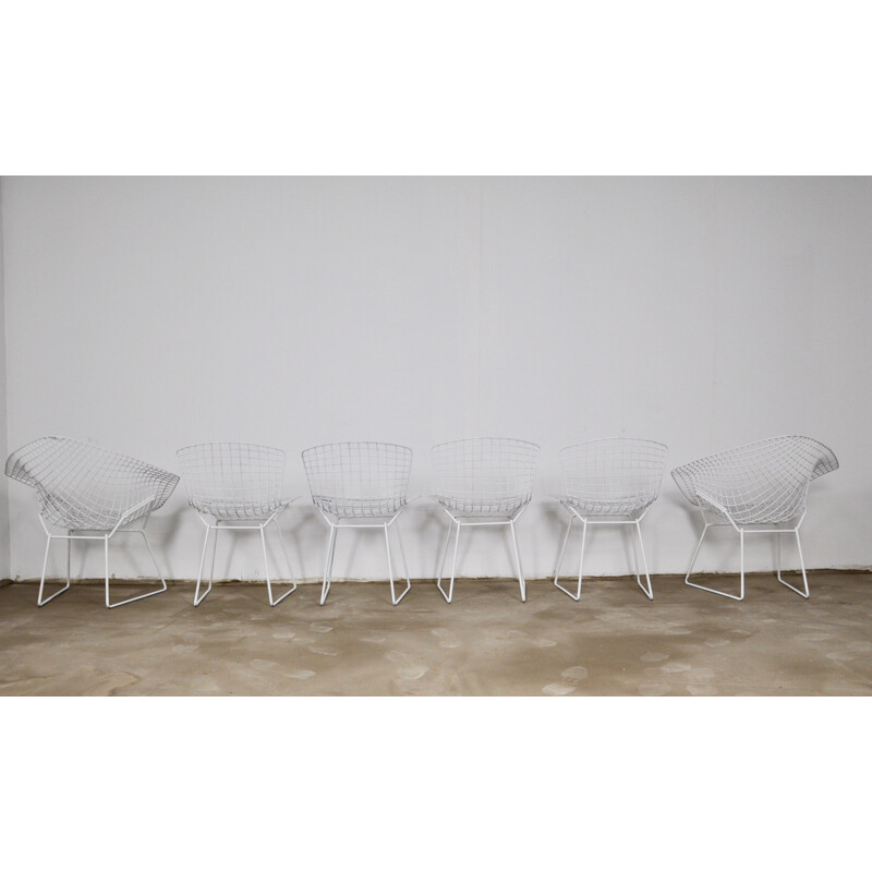 Set of 6 vintage metal side chairs by Harry Bertoia  for Knoll, 1970s