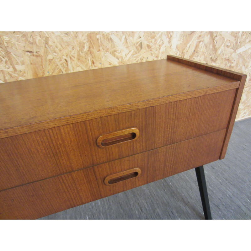 Vintage Scandinavian teak chest of drawers with compass feet 