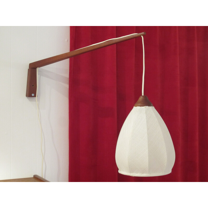 1950's Scandinavian teak vintage wall light