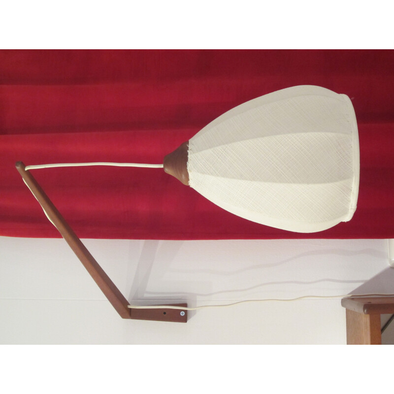 1950's Scandinavian teak vintage wall light