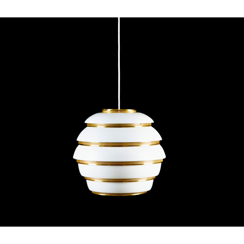 Vintage A331 white enamelled aluminium suspension by Alvar Aalto, 1965