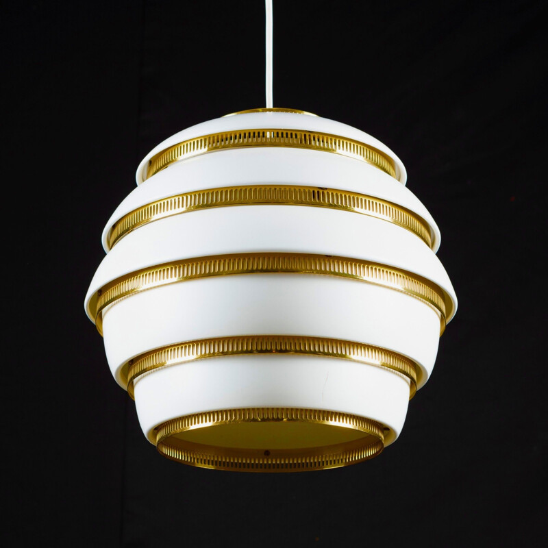 Vintage A331 white enamelled aluminium suspension by Alvar Aalto, 1965