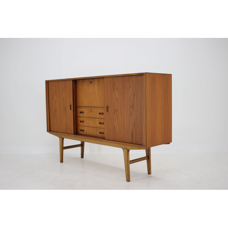 Buffet haut vintage danois en teck, Danemark, 1960 