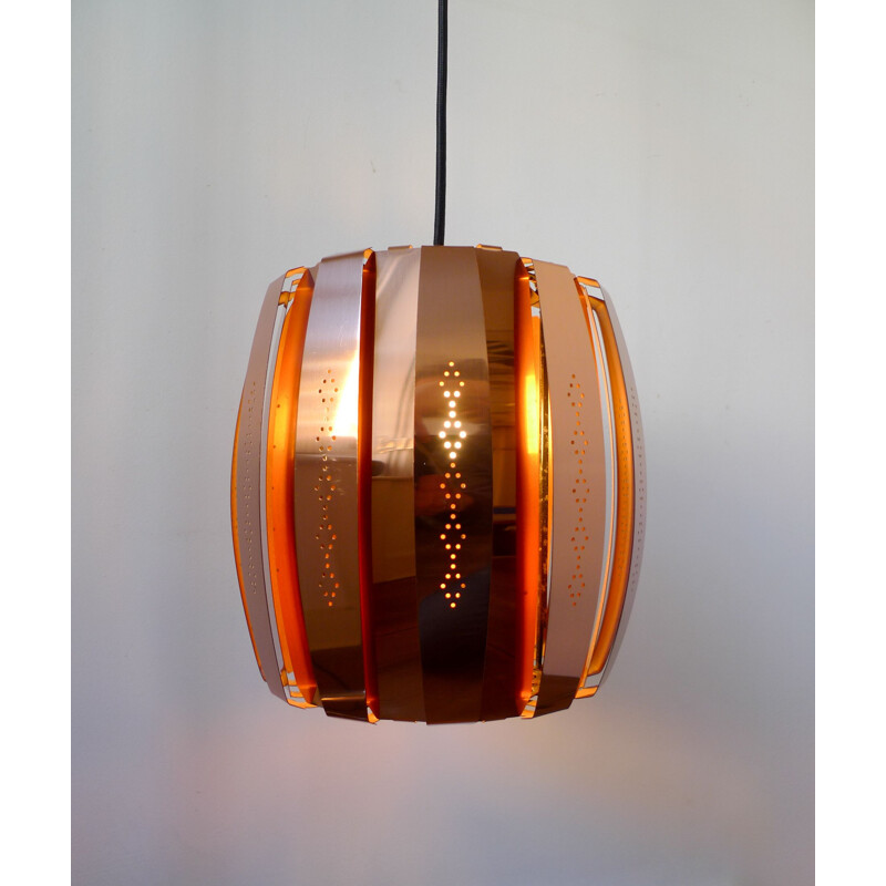 Vintage Werner Schou Copper hanging lamp for Coronell Elektro of Denmark, 1973