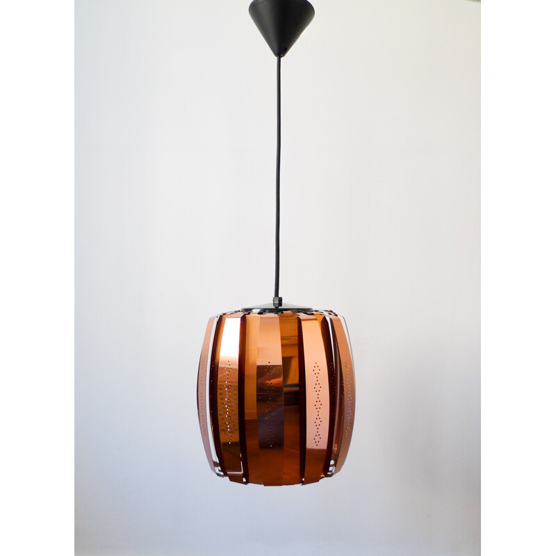 Vintage Werner Schou Copper hanging lamp for Coronell Elektro of Denmark, 1973