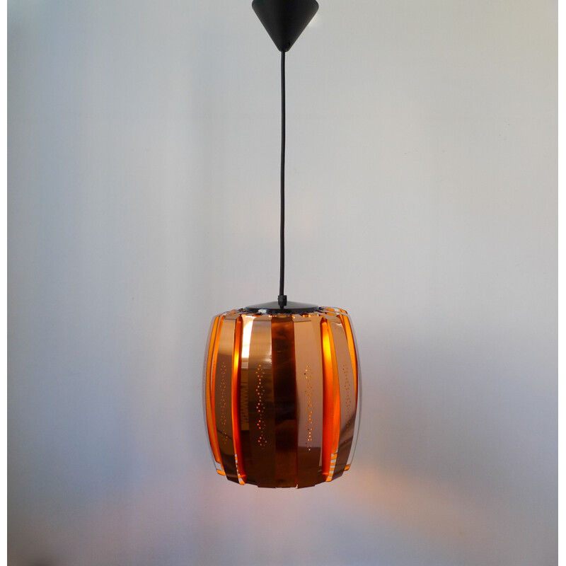 Vintage Werner Schou Copper hanging lamp for Coronell Elektro of Denmark, 1973