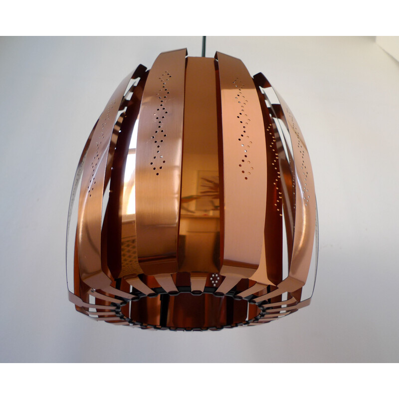 Vintage Werner Schou Copper hanging lamp for Coronell Elektro of Denmark, 1973