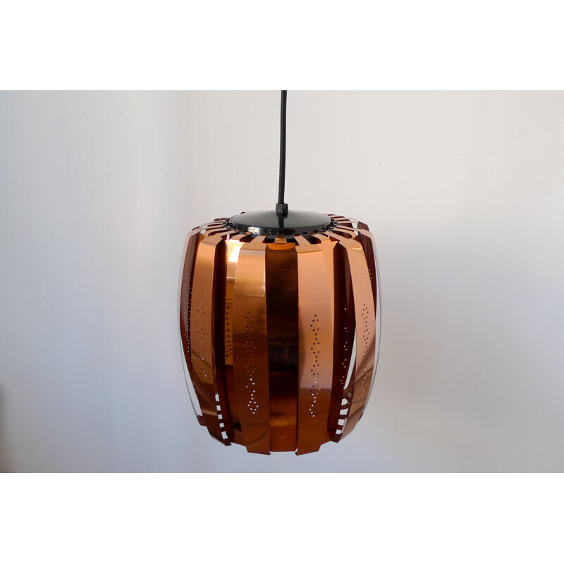 Vintage Werner Schou Copper hanging lamp for Coronell Elektro of Denmark, 1973