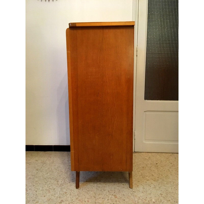 Vintage rattan chest of drawers with 6 drawers 1950