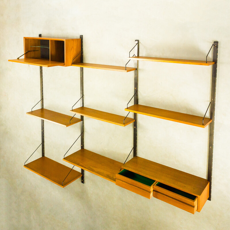 Teak and metal Royal System wall unit, Poul CADOVIUS - 1960