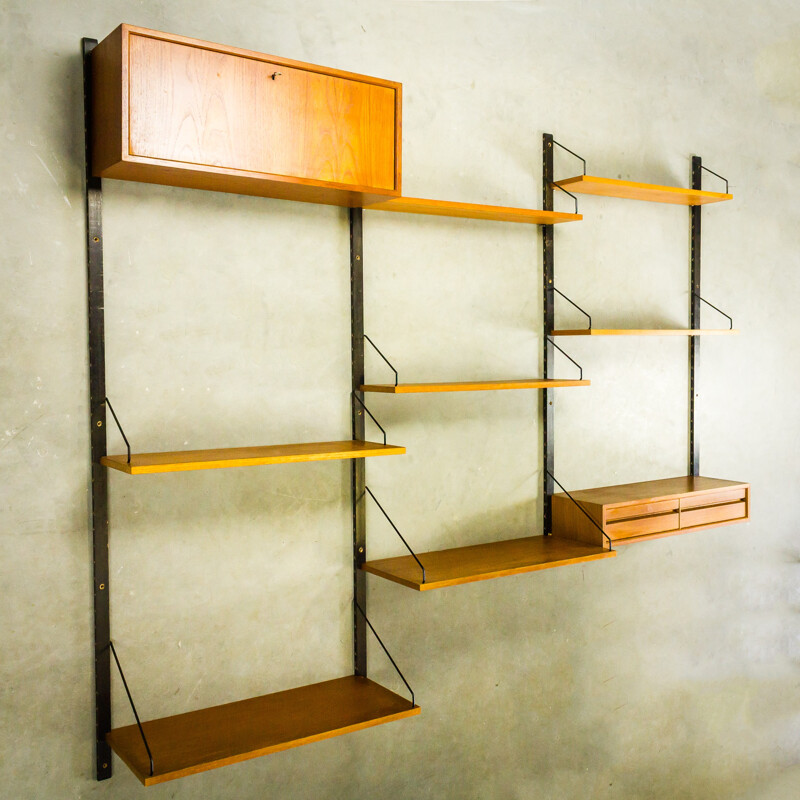 Teak and metal Royal System wall unit, Poul CADOVIUS - 1960