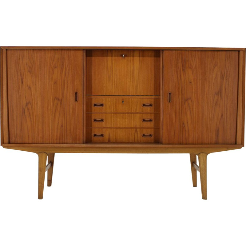 Vintage Danish teak highboard, Denmark, 1960s 