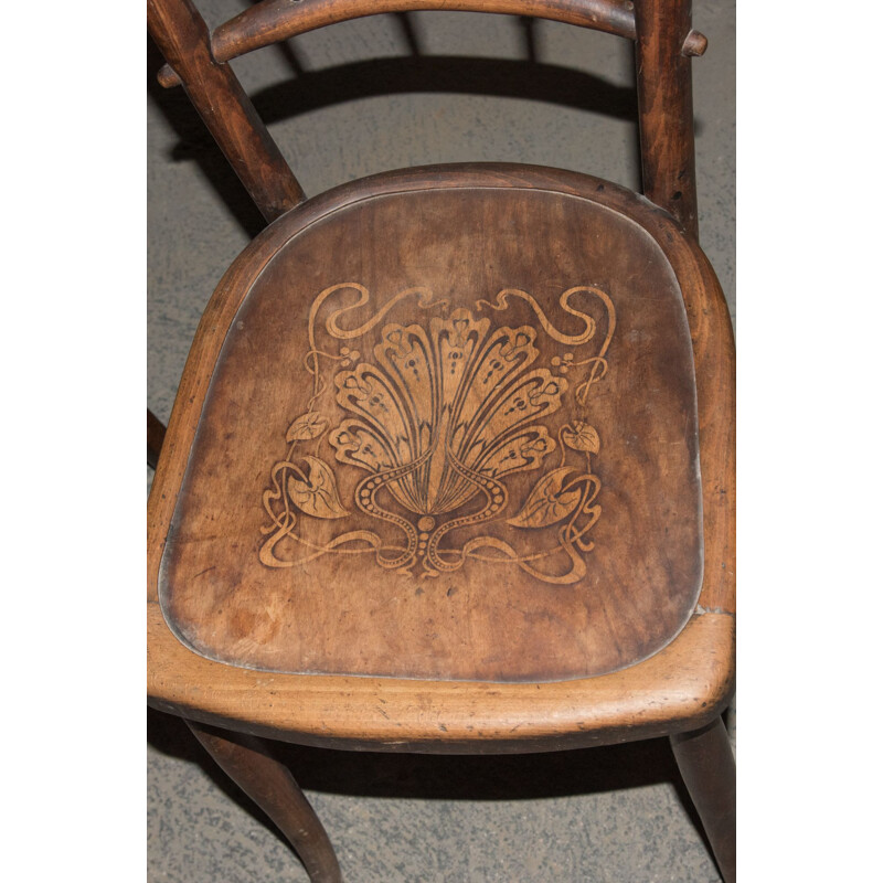 Set of 5 Art Nouveau style vintage bistro chairs