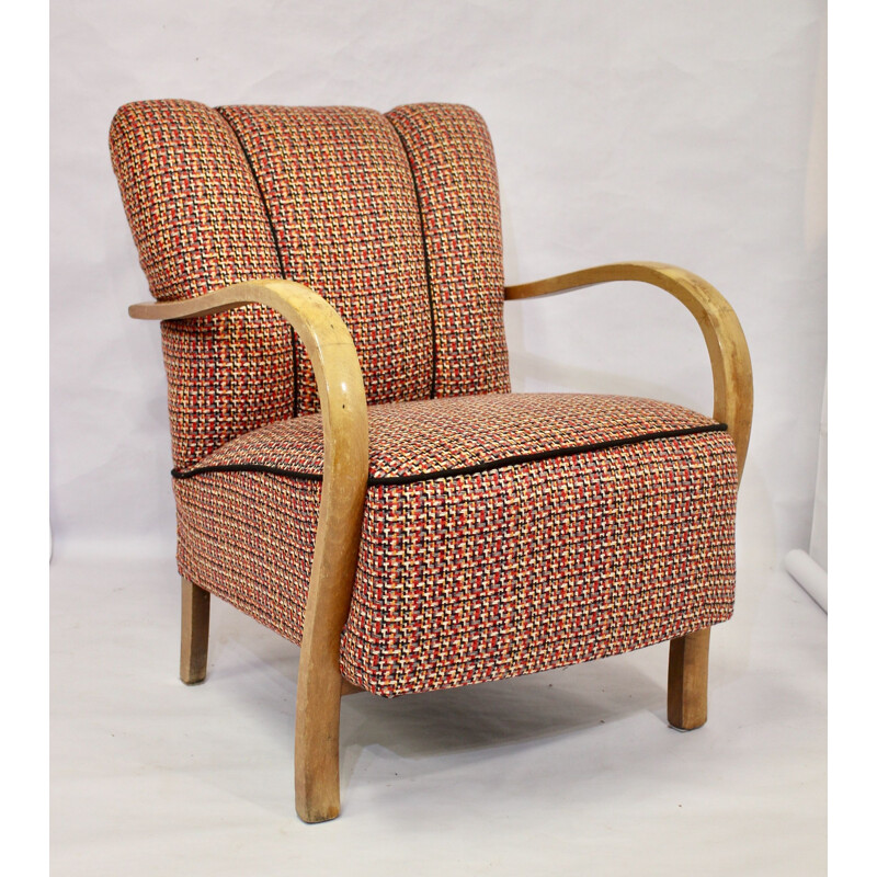 Vintage Art Deco bentwood armchair upholstered in Sonia Rykiel fabric 