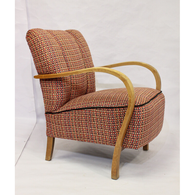 Vintage Art Deco bentwood armchair upholstered in Sonia Rykiel fabric 